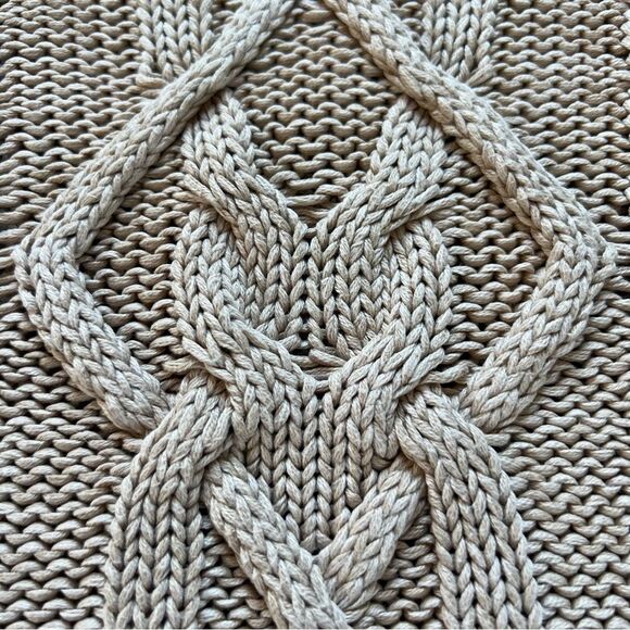 Leo and Nicole Cotton Cable Knit Light Mocha Fisherman Sweater SZ XL - Picture 3 of 15